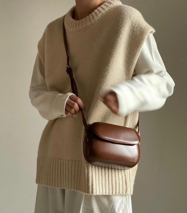 Bag Crossbody Faux Plain Leather Flap