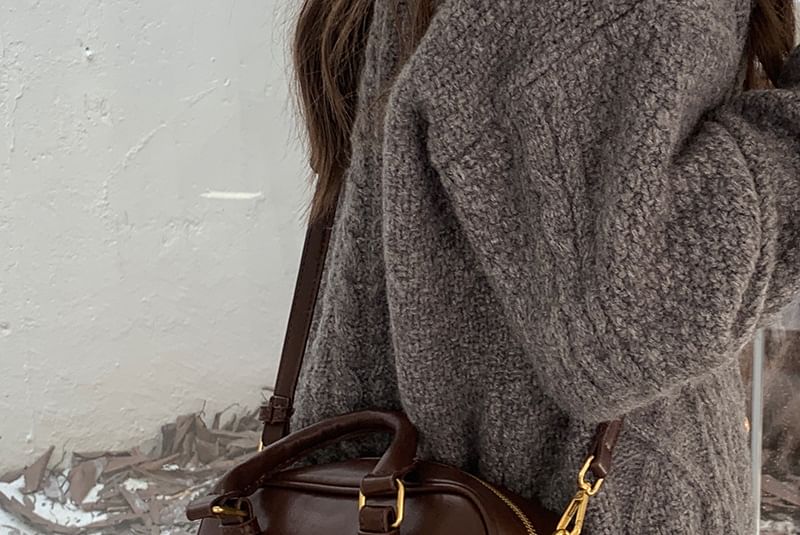 Crossbody Faux Leather Handle Top Plain Bag