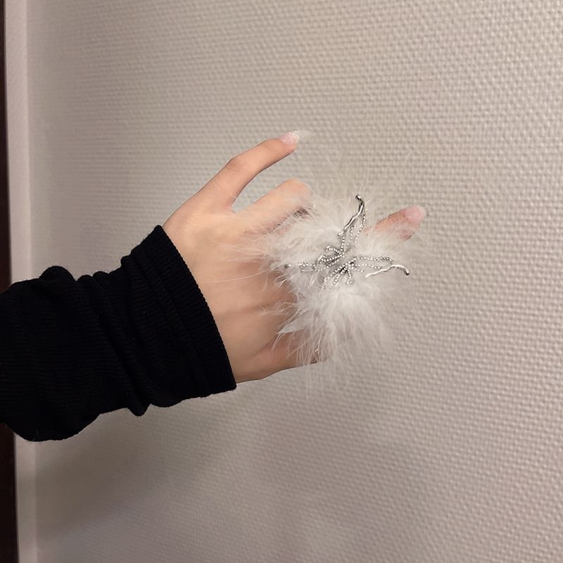 Alloy Feather Open Ring