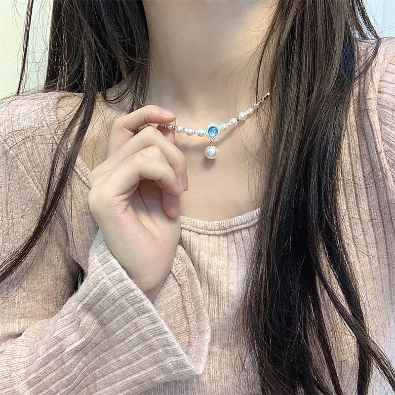 Choker Pendant Pearl Faux Rhinestone Alloy