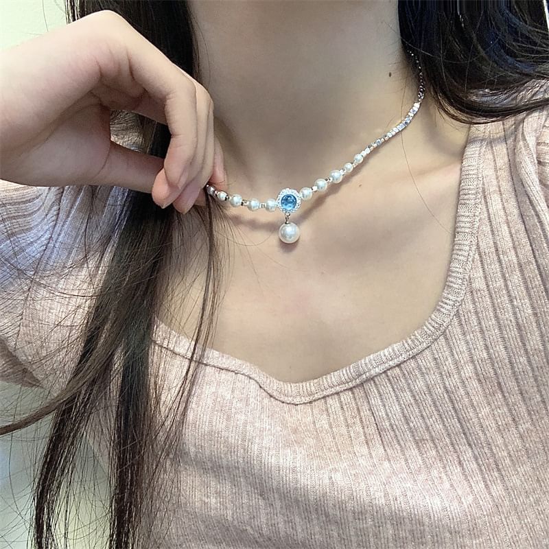 Choker Pendant Pearl Faux Rhinestone Alloy