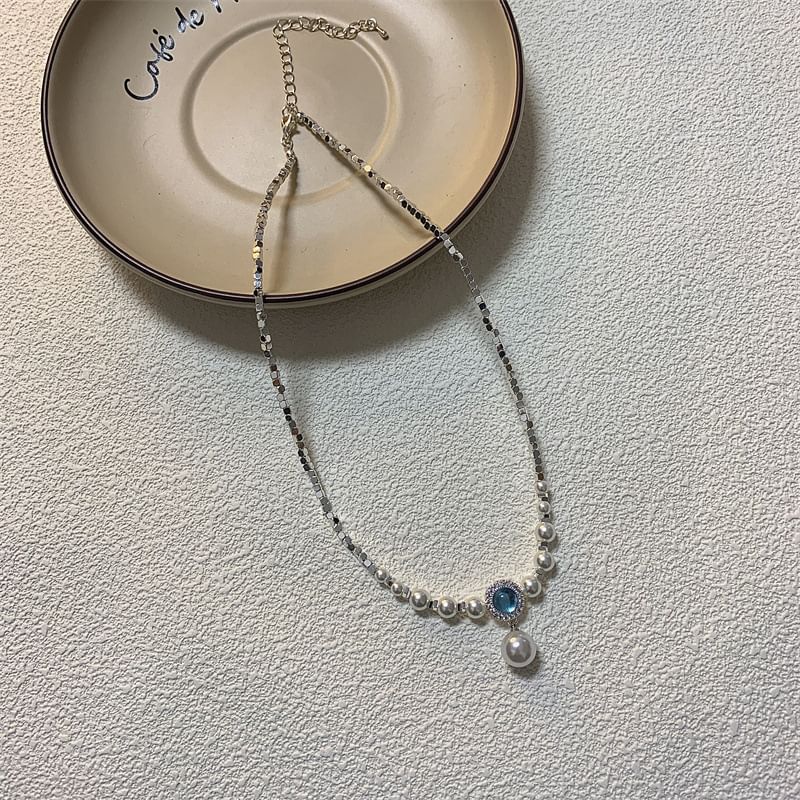 Choker Pendant Pearl Faux Rhinestone Alloy
