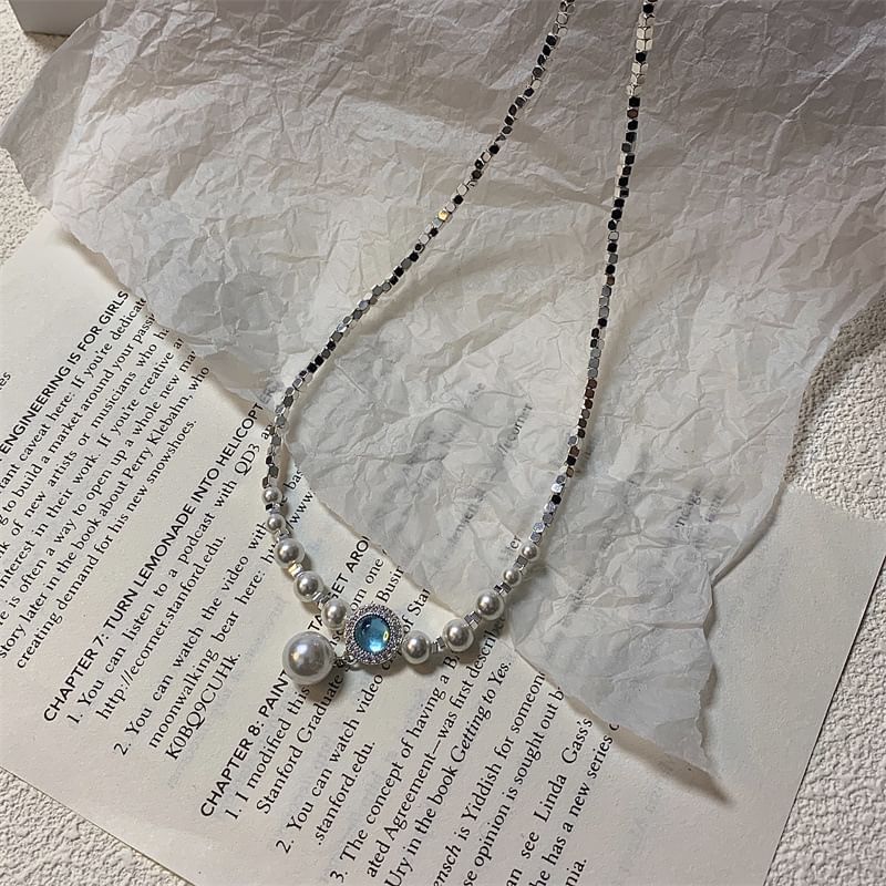 Choker Pendant Pearl Faux Rhinestone Alloy