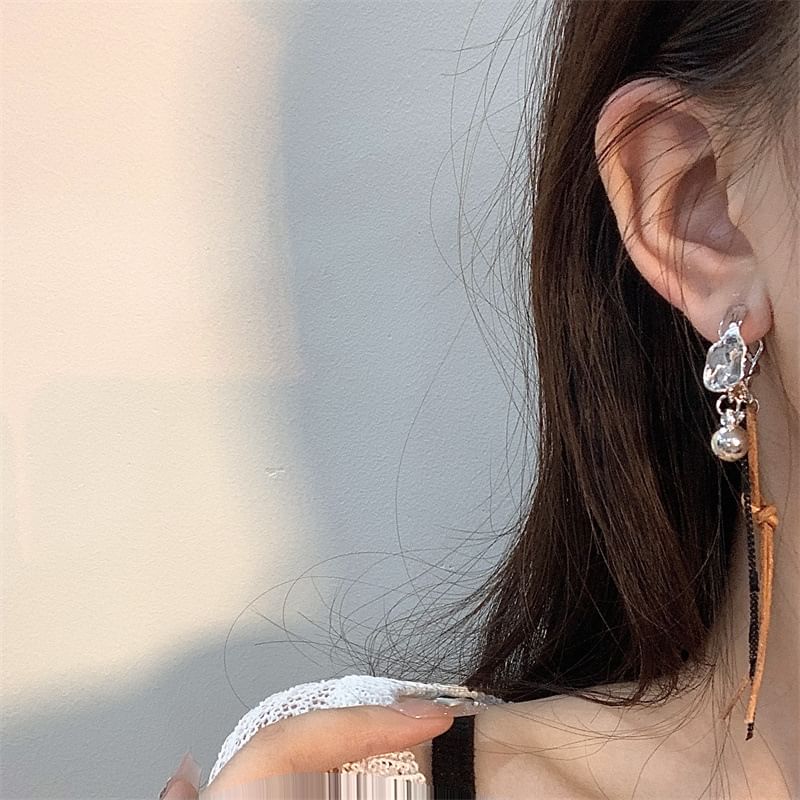 Leather Dangle Faux Cord Alloy Earring