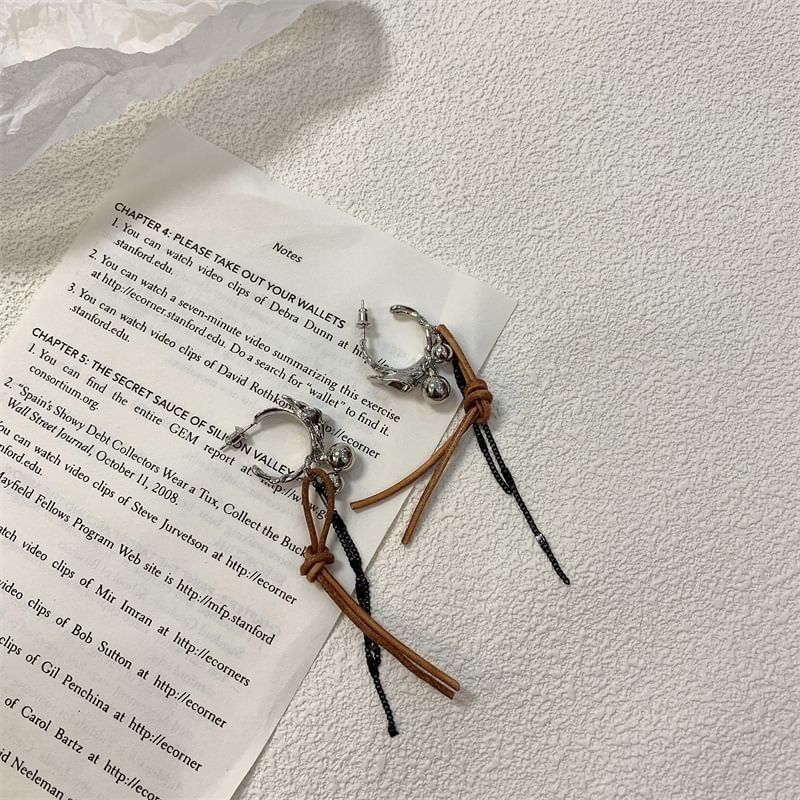 Leather Dangle Faux Cord Alloy Earring