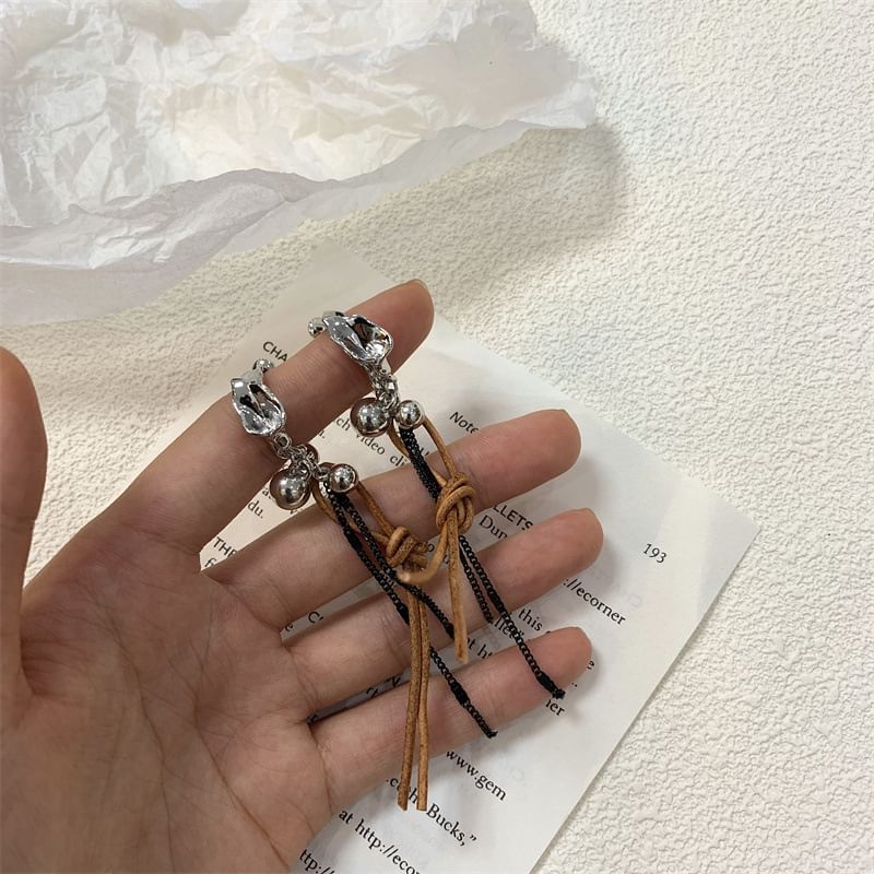 Leather Dangle Faux Cord Alloy Earring
