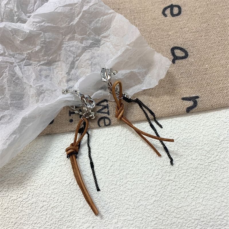 Leather Dangle Faux Cord Alloy Earring