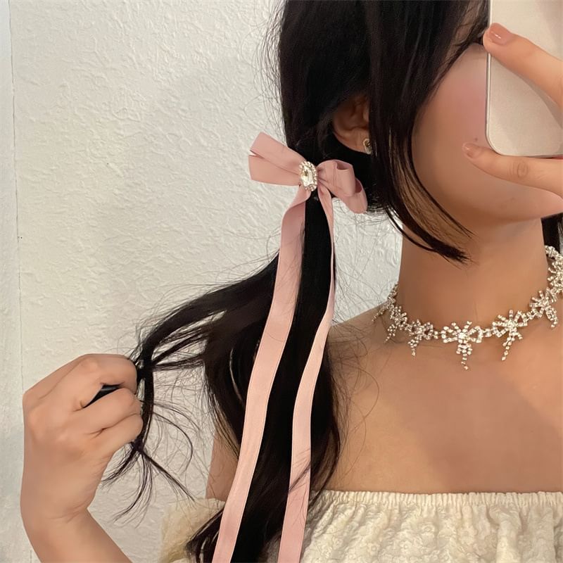 Clip Hair Ribbon Rhinestone