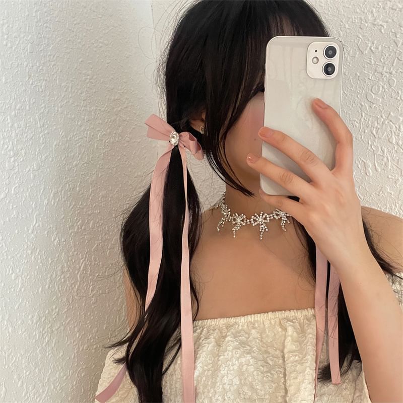 Clip Hair Ribbon Rhinestone