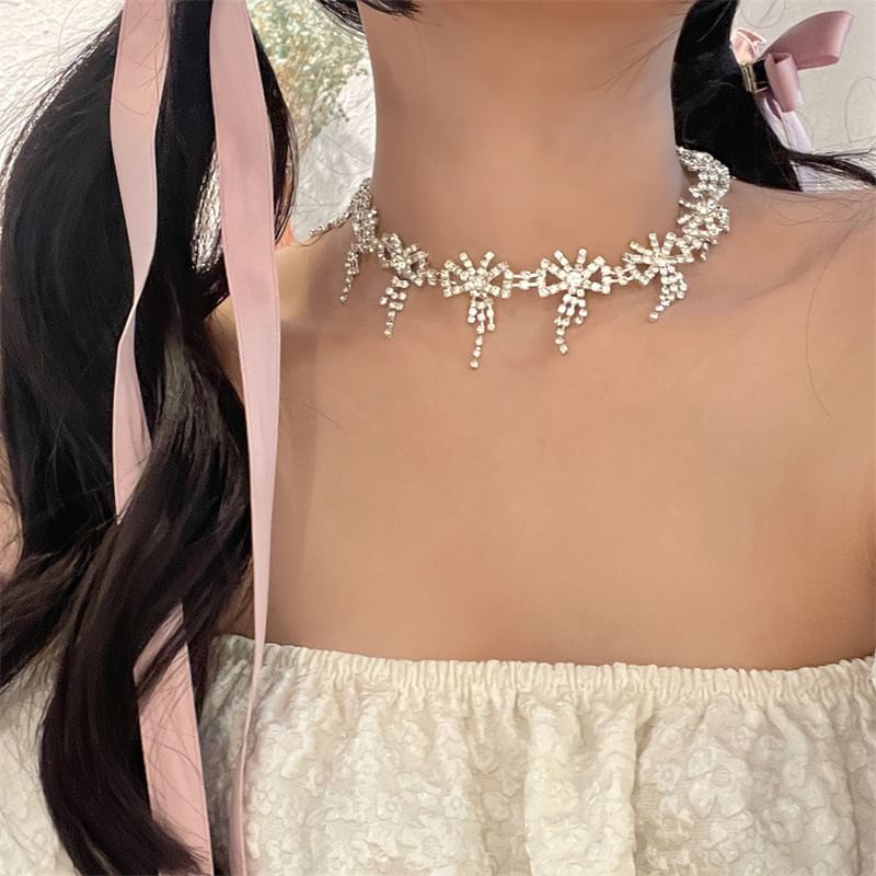 Clip Hair Ribbon Rhinestone