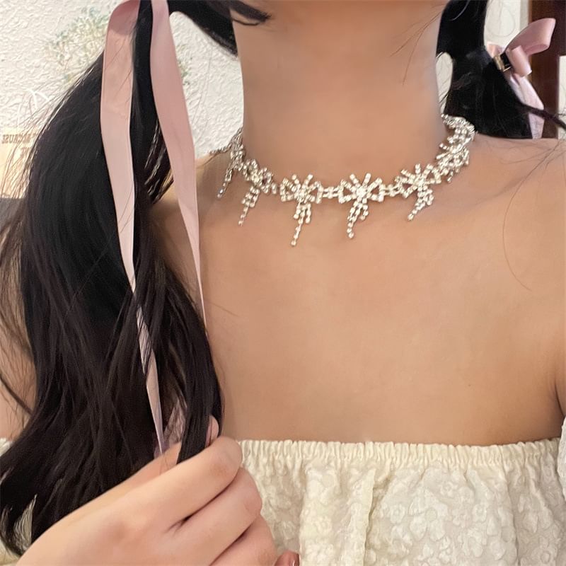 Clip Hair Ribbon Rhinestone