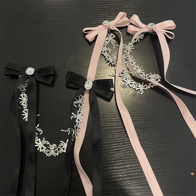 Clip Hair Ribbon Rhinestone