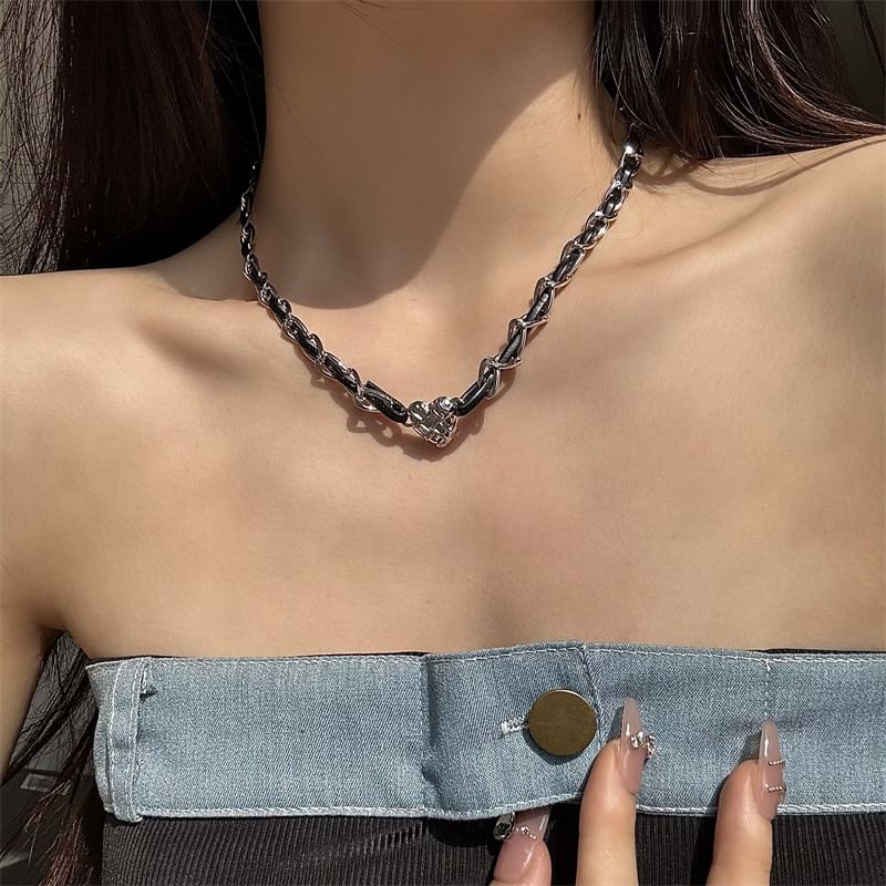 Leather Choker Alloy Faux