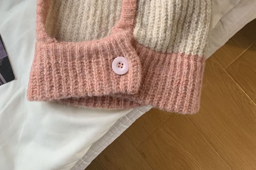 Two Balaclava Tone Knit Buttoned