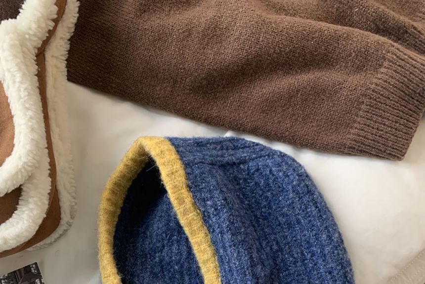 Two Balaclava Tone Knit Buttoned