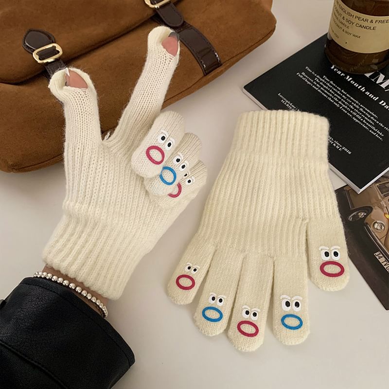 Print Gloves Touchscreen Cartoon Knit