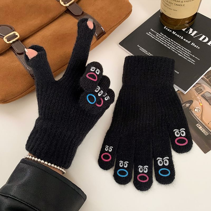 Print Gloves Touchscreen Cartoon Knit