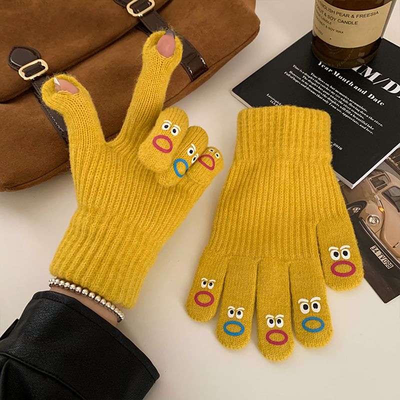 Print Gloves Touchscreen Cartoon Knit