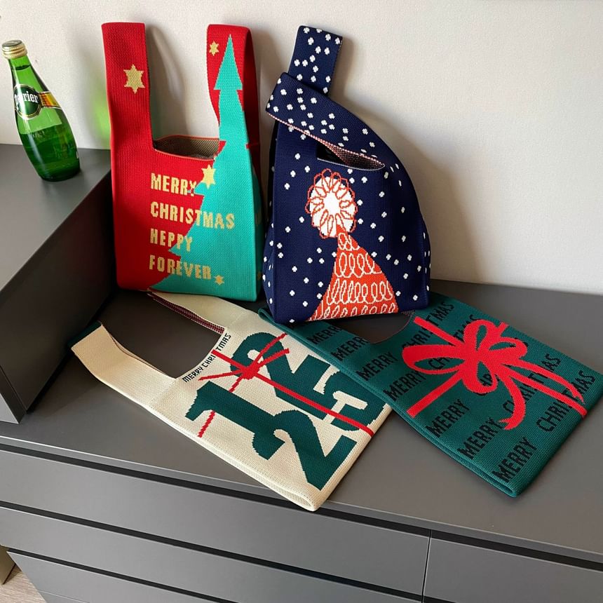 Designs ( Various Knit Small Christmas Tote ) Bag
