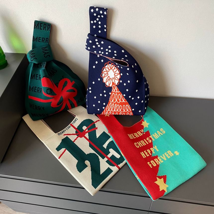 Designs ( Various Knit Small Christmas Tote ) Bag