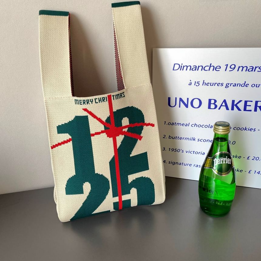 Designs ( Various Knit Small Christmas Tote ) Bag