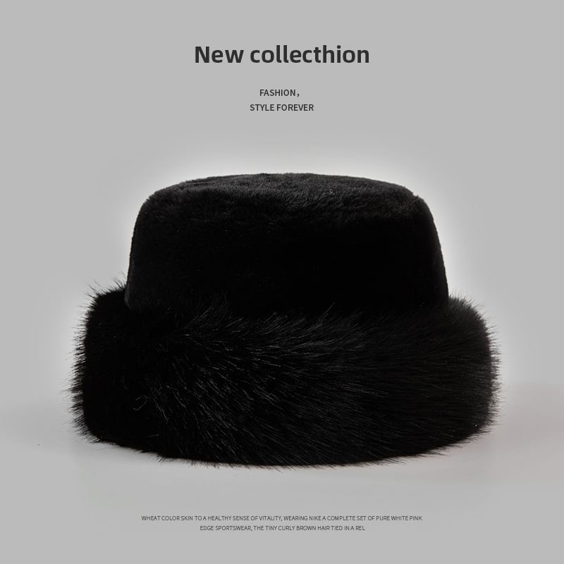 Fur Faux Plain Hat