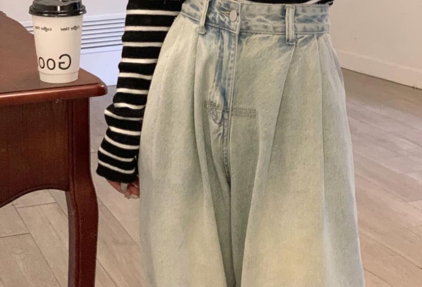 Knit Top Striped Slim-Fit Long-Sleeve