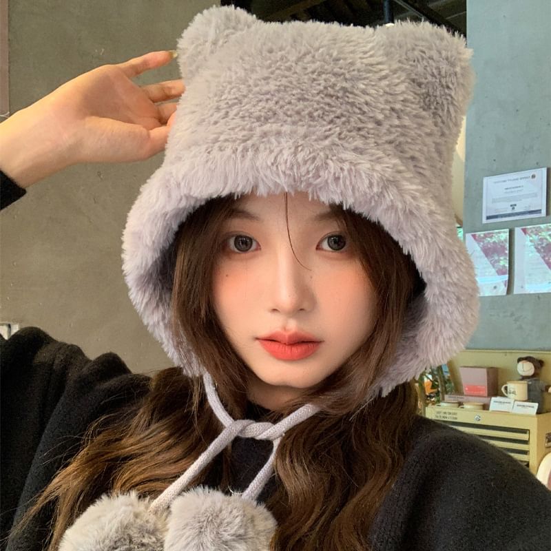 Pom Ear Hat Bear Chenille