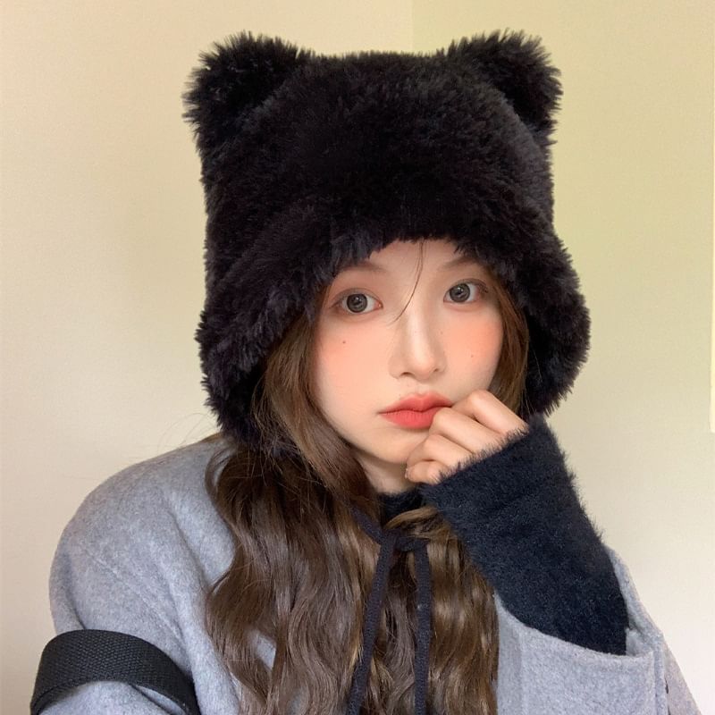 Pom Ear Hat Bear Chenille