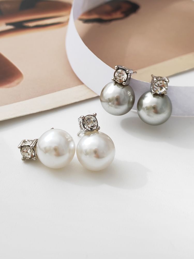 Earring Drop Pearl Faux Rhinestone