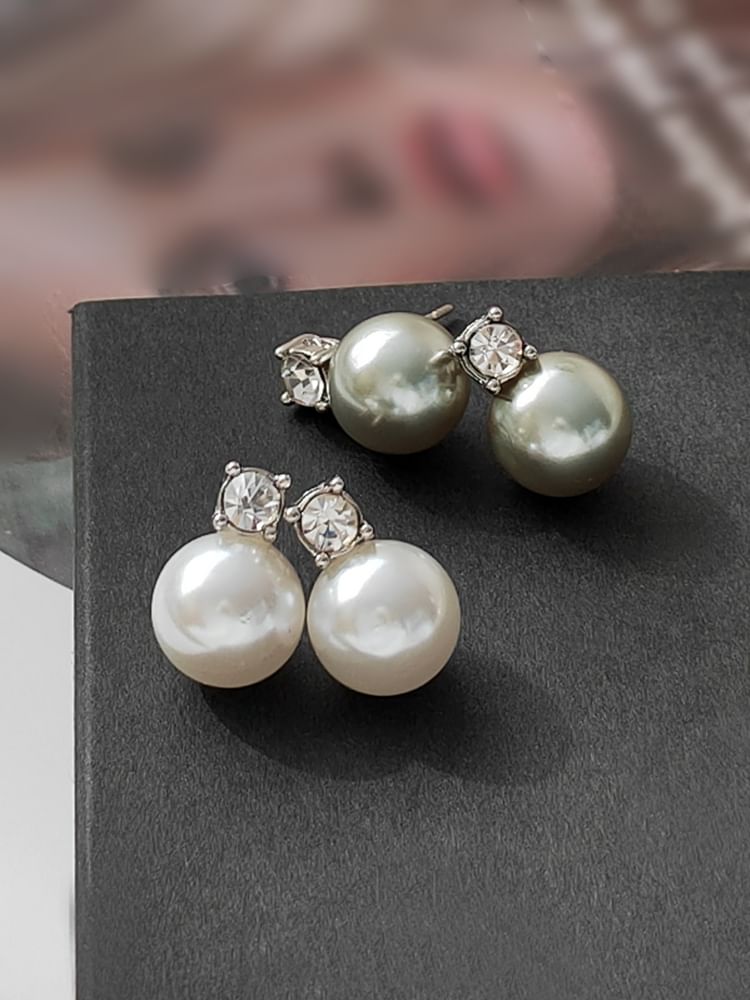 Earring Drop Pearl Faux Rhinestone