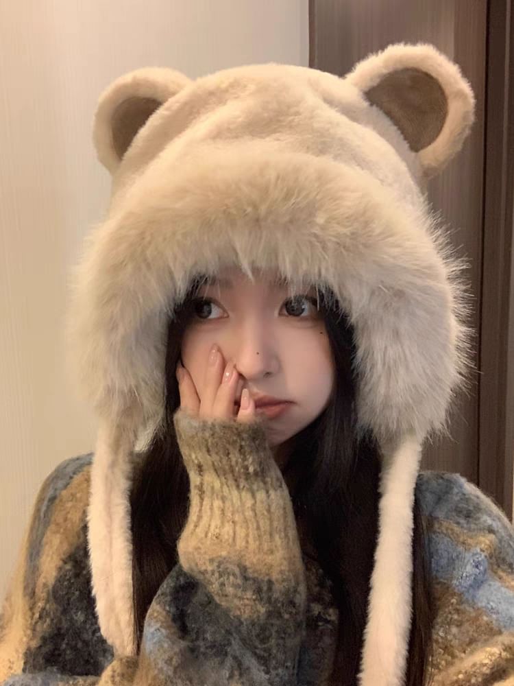Ear Hat Fluffy Bear Bonnet