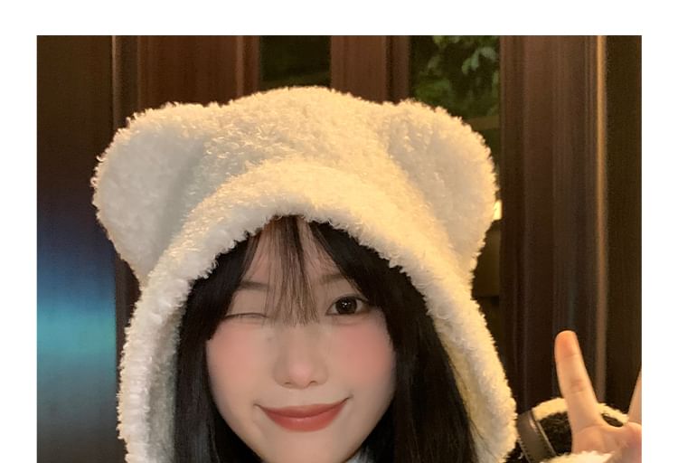 Ear Bonnet Chenille Hat Bear