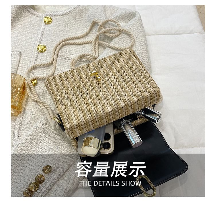 Leather Crossbody Faux Bag Woven Panel