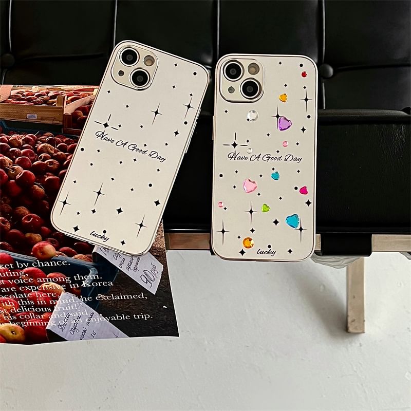 Heart Case Phone Mirrored Rhinestone