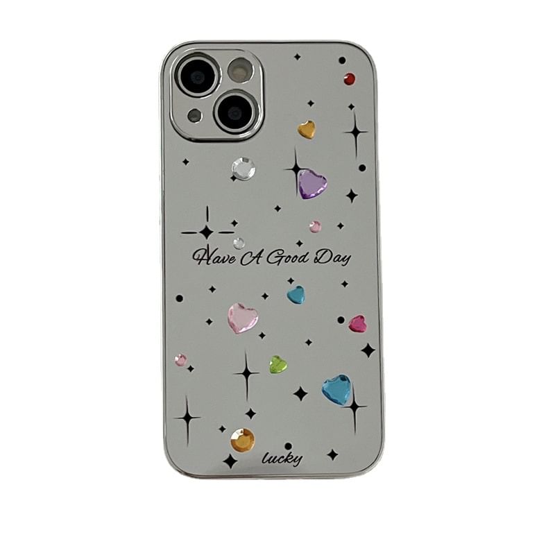 Heart Case Phone Mirrored Rhinestone