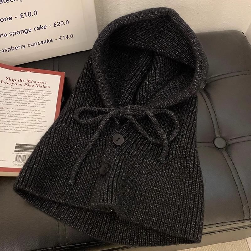 Plain Buttoned Knit Balaclava