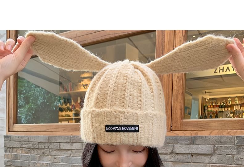 Knit Lettering Beanie Ear Applique Rabbit