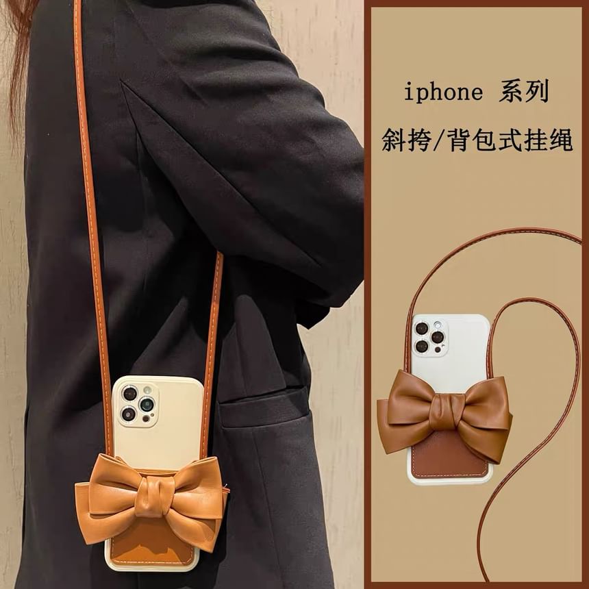Faux Bow Phone Leather Case