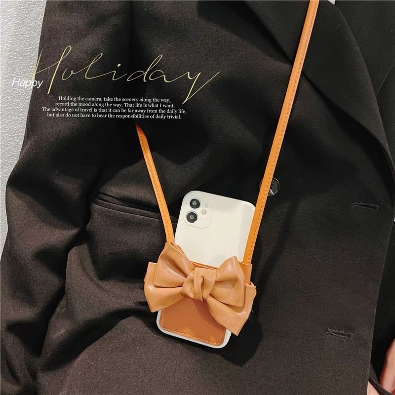 Faux Bow Phone Leather Case