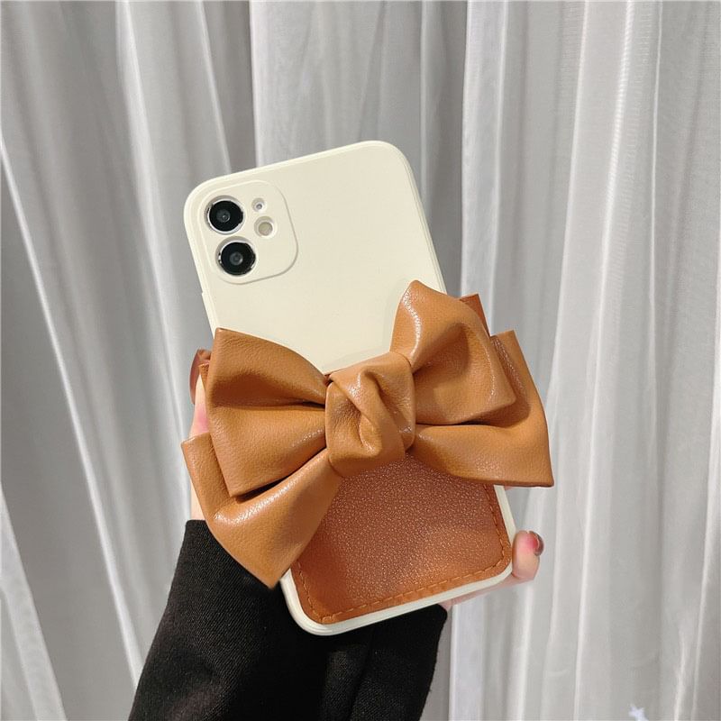 Faux Bow Phone Leather Case