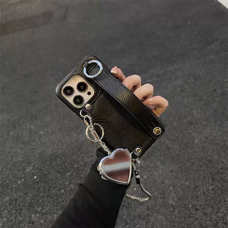 Faux Case Mirrored Heart Phone Leather