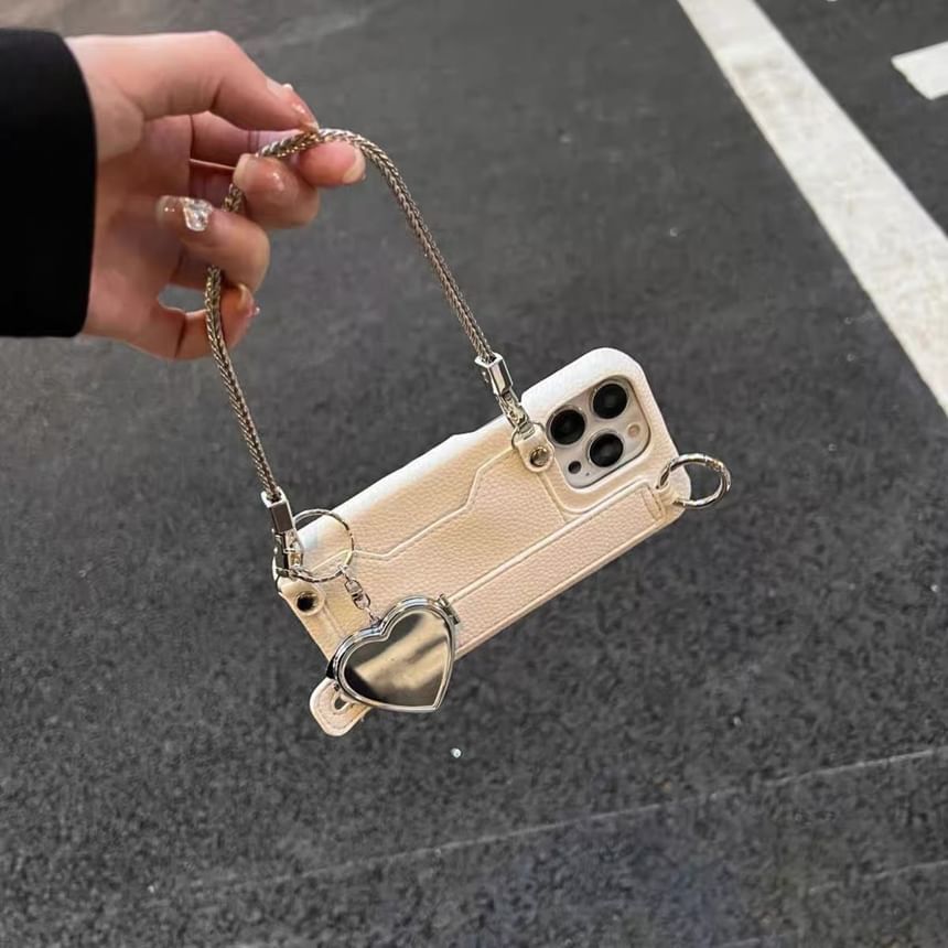 Faux Case Mirrored Heart Phone Leather