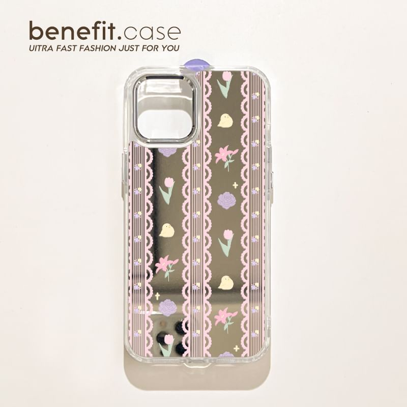 Mirrored Lace Phone Print Case Floral