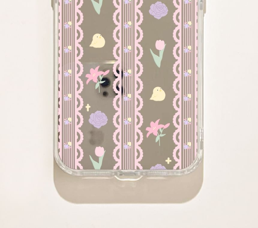 Mirrored Lace Phone Print Case Floral