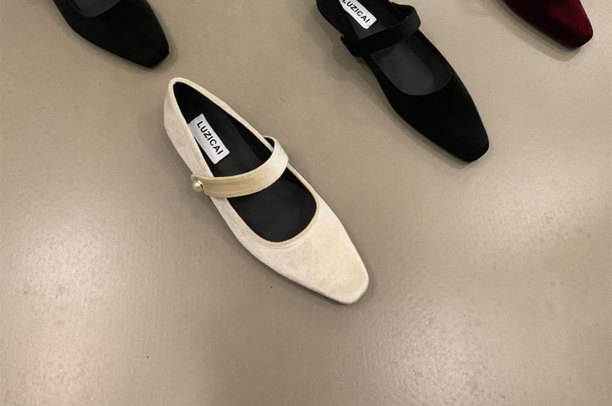 Jane Toe Shoes Square Velvet Mary
