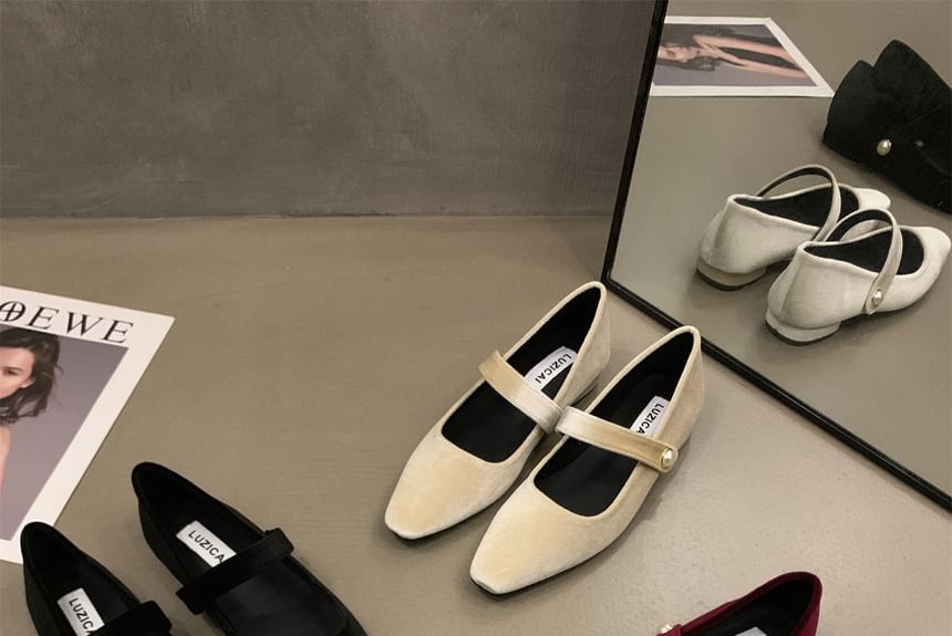 Jane Toe Shoes Square Velvet Mary