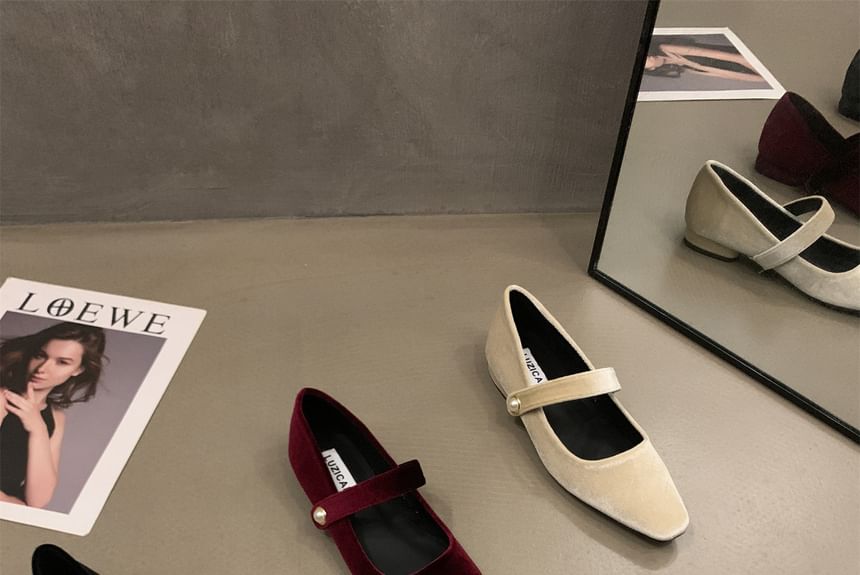 Jane Toe Shoes Square Velvet Mary