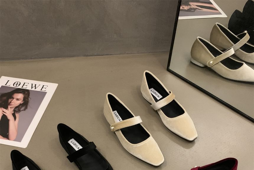 Jane Toe Shoes Square Velvet Mary