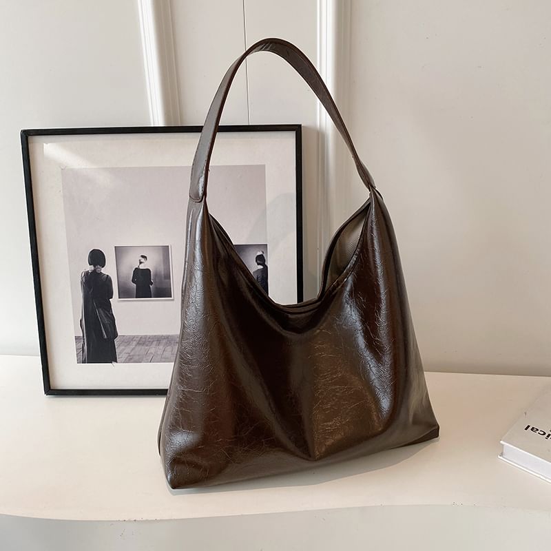 Tote Plain Leather Faux Bag